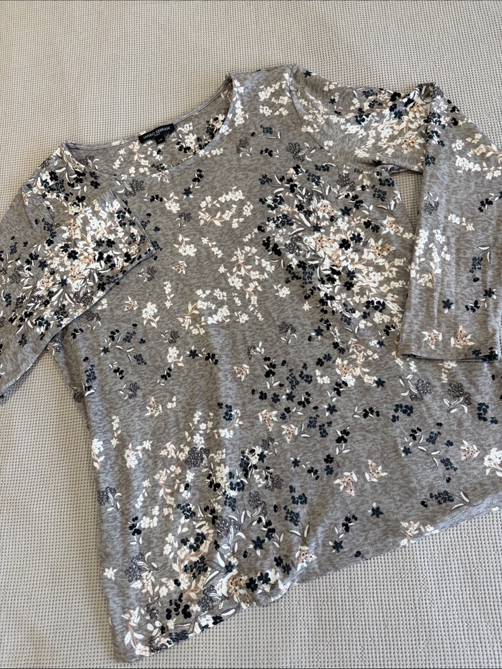Mario Serrani Grey Floral Scoop Neck Top
